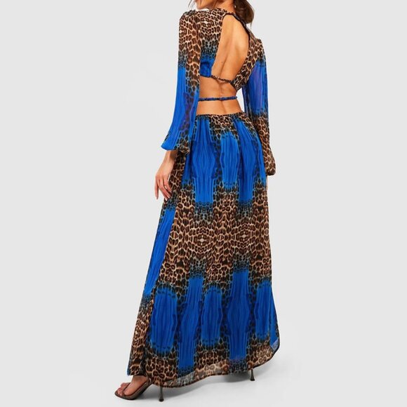 Boohoo Boho Ombre Leopard Cut Out Maxi Dress - Picture 2 of 3